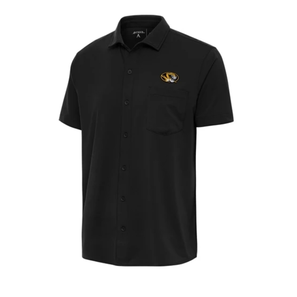 Antigua Mizzou Tiger Buttondown Short Sleeve Dress Shirt Men's Large